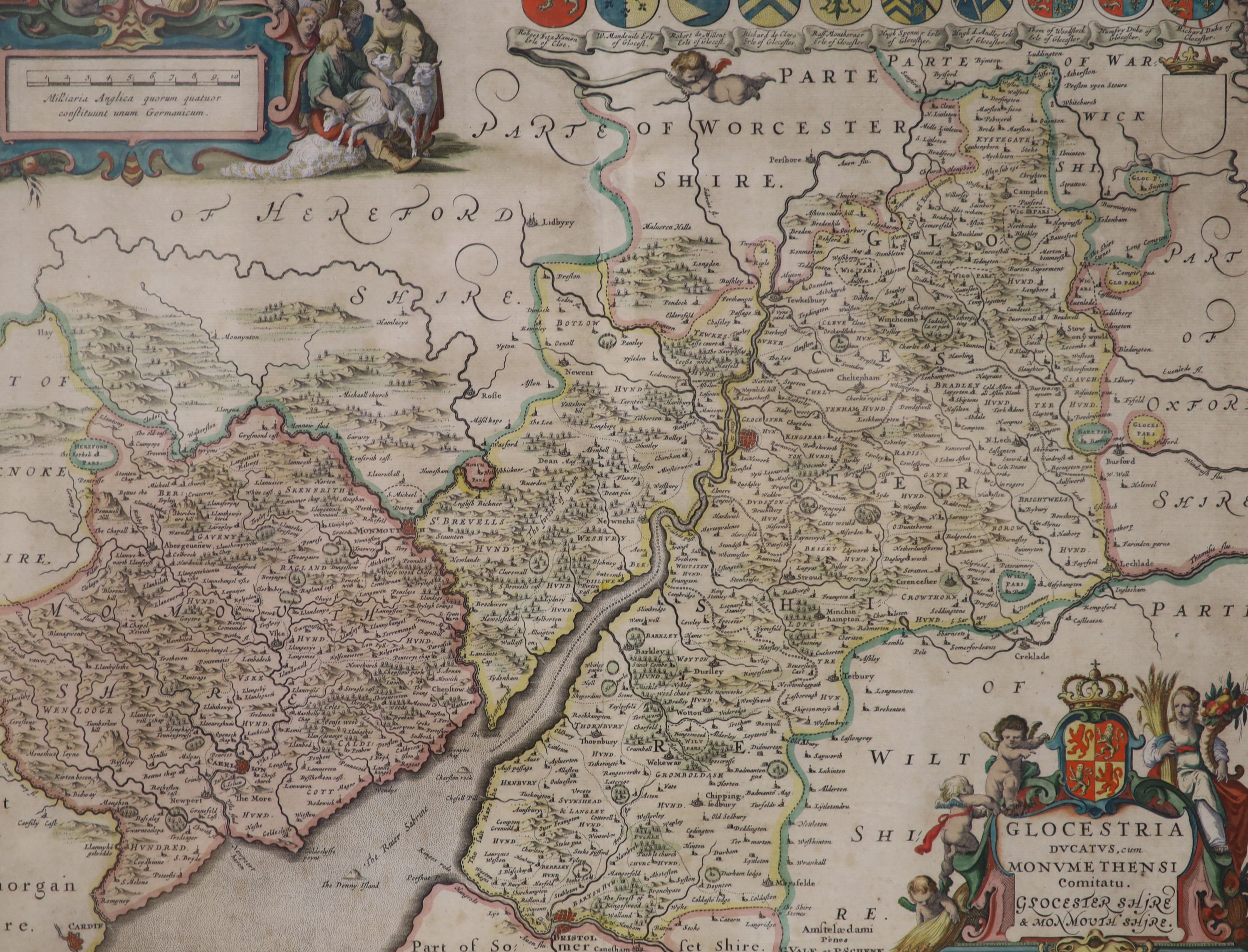 Valk and Shenk, coloured engraving, Map of Glocestria, 42 x 52cm